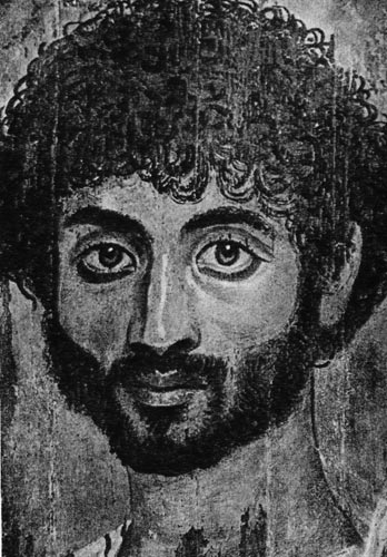 570. Римско-египетский мастер II в. н.э.. Портрет с мумии из файюма. Метрополитэн музей, Нью-Йорк. 