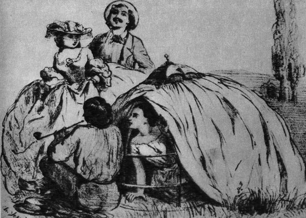 901. «Ле Шаривари» (Le Charivari), 1865 г. «Мы проводим остаток лета здесь в деревне и живем под кринолином!» 