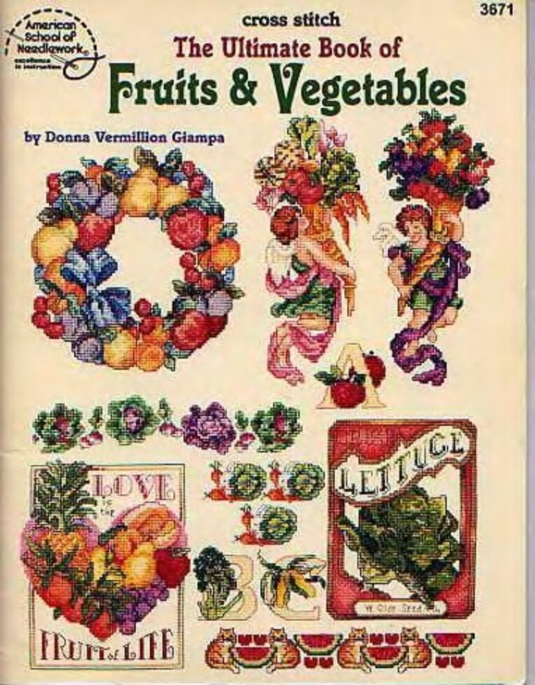 Вышивка крестиком фруктов и овощей