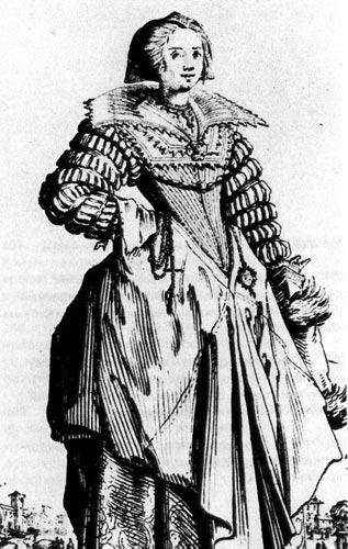 263. Одежда знатной дамы: платье из двойного сукна и плотно облегающий лиф с двойным воротником. 