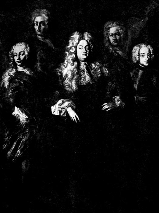275. Кристиан Филипп Бентум, Портрет графа Вацлава Иосифа Лажанского с сыновьями. У чешских дворян напудренные парики появились несколько позже. 