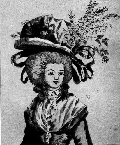 336. Один из вариантов шляпы, называемый бонне а ля нотабль (bonnet a la notable), которую надевали на белый напудренный парик.