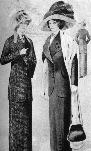 481. Дамские костюмы, 1912г. Дамские жакеты приобретают фасон классического мужского пиджака. 