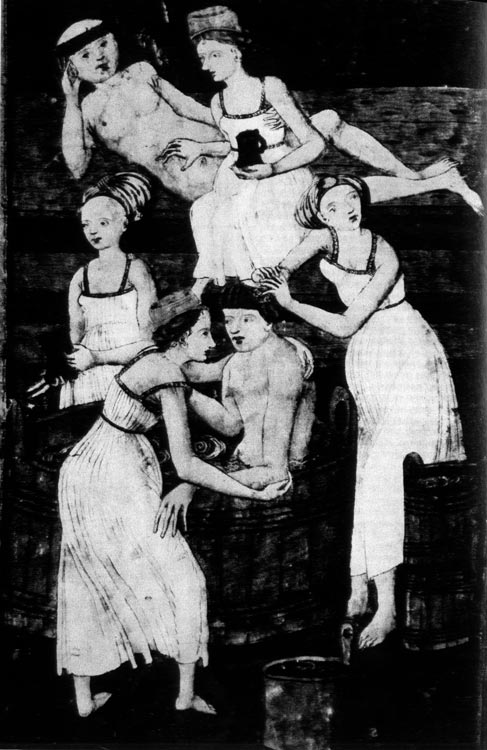 751. Йенский кодекс. Банщицы и монахи. 1490-1510 гг. Национальный музей, Прага. 