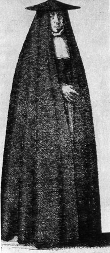 937. Вацлав Голлар, Женщина из Антверпена. На женщине надета гойке, покрывающая всю фигуру вместе с головой. 
