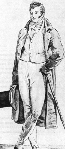 947. «Костюм паризьен» (Costumes Parisians). 1813 г. Редингот на шелковой подкладке, брюки, переходящие в гамаши. 