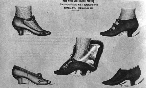 970. «Нойе Винер Шумахер-Цайтунг», 1883 г. Зимняя обувь того времени более высокая и закрытая, основная же форма остается та же. 